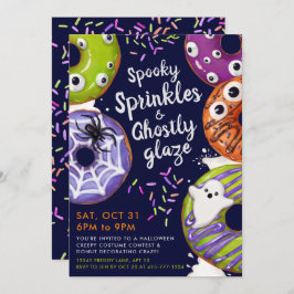 Donut Decorating Halloween Party Kaart