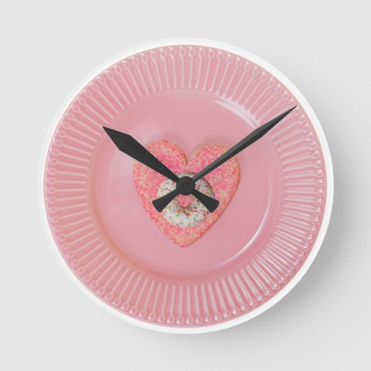 Donut design, round wall clock ronde klok (Voorkant)