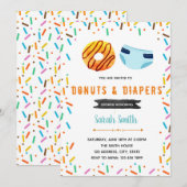 Donut diaper party-uitnodiging kaart (Voorkant / Achterkant)