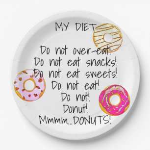 Donut Diet Funny Humoureuze Doughnut Snack Papieren Bordje