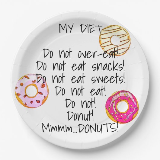 Donut Diet Funny Humoureuze Doughnut Snack Papieren Bordje (Voorkant)