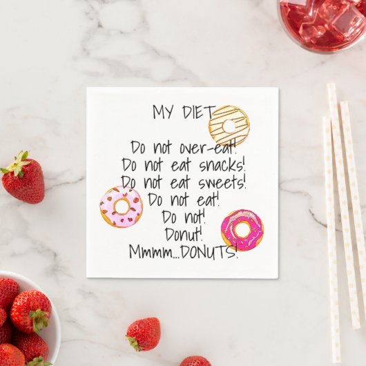 Donut Diet Funny Humoureuze Doughnut Snack Servet (Insitu)