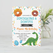 Donut dinosaur partijuitnodiging kaart (Staand voorkant)