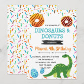 Donut dinosaur partijuitnodiging kaart (Voorkant / Achterkant)