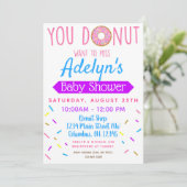 Donut, Doughnut Baby shower Invite Kaart (Staand voorkant)