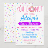 Donut, Doughnut Baby shower Invite Kaart (Voorkant / Achterkant)