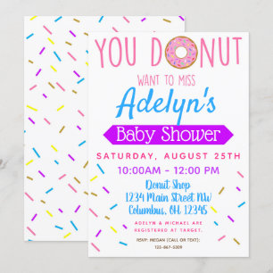 Donut, Doughnut Baby shower Invite Kaart