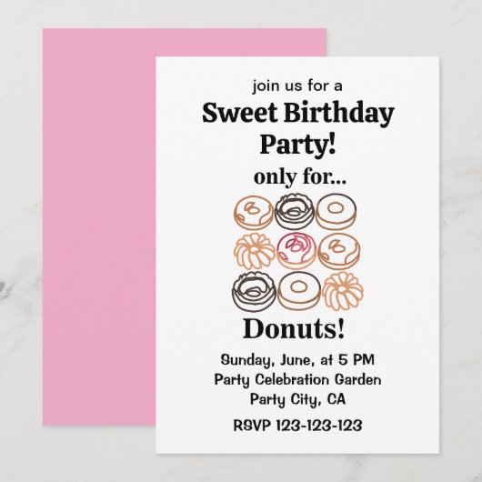 Donut Doughnut Funny Sweet Birthday Kaart (Voorkant / Achterkant)