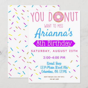 Donut, Doughnut Kids Birthday Party Invite Kaart