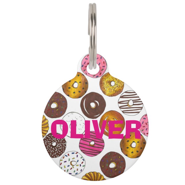 Donut Doughnut Personalized Breakfast Junk Food Huisdierpenning (Voorkant)