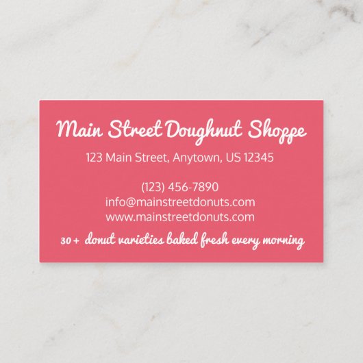 Donut Doughnuts sprinkles bakkerij van gebak Visitekaartje (Achterkant)