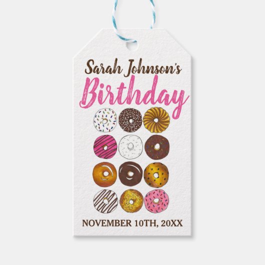 Donut Doughnuts Verjaardagsfeestje Brunch Bake Sal Cadeaulabel (Voorkant)