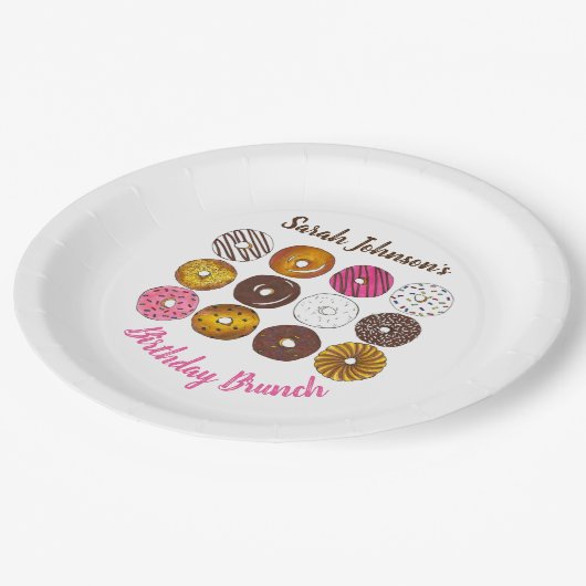 Donut Doughnuts Verjaardagsfeestje Brunch Bake Sal Papieren Bordje (Gekanteld)