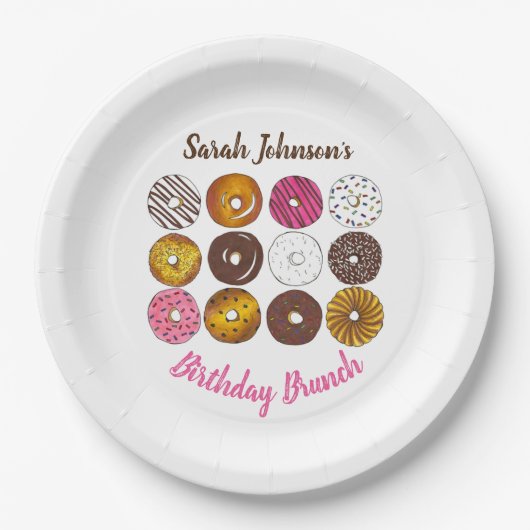 Donut Doughnuts Verjaardagsfeestje Brunch Bake Sal Papieren Bordje (Voorkant)