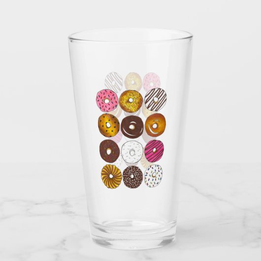 Donut Dozen Breakfast Food Pastries Doughnoten Glas (Voorkant)