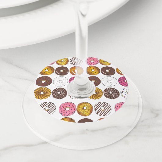 Donut Dozen Doughnoten Pastries Breakfast Brunch Wijnglaslabel (Dichtbij)