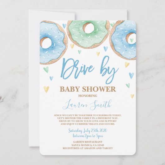 Donut Drive by Baby shower boy Kaart (Voorkant)