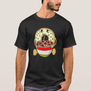 Donut Eating Spaghetti and Meatball Funny Italy T-shirt