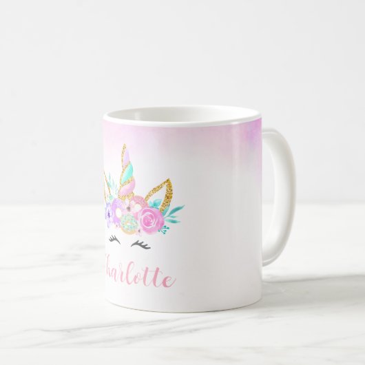 Donut & Eenhoorn gepersonaliseerd Koffiemok (Voorkant rechts)