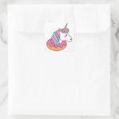 Donut eenhoorn vierkante sticker (Tas)