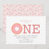 Donut Eenvoudig Roze Meisje 1e Verjaardag Kaart (Voorkant / Achterkant)