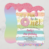 Donut eerste 1e verjaardagsfeest pastel regenboog kaart (Voorkant / Achterkant)