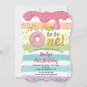 Donut eerste 1e verjaardagsfeest pastel regenboog kaart (Voorkant)