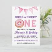 Donut eerste verjaardag kaart (Staand voorkant)