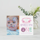 Donut eerste verjaardag Waterverf foto Kaart (Staand voorkant)