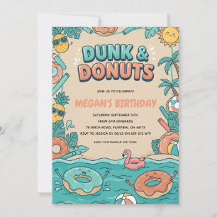 Donut einde van de zomer zwembadfeest uitnodiging