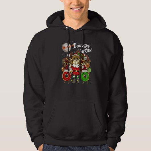Donut Elf Christmas  80s Xmas Tree Santa Claus Ret Hoodie (Voorkant)