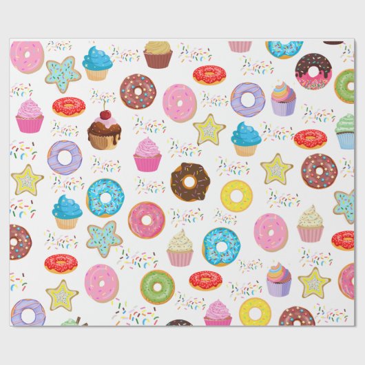 Donut en cupcakes cadeaupapier (Vlak)