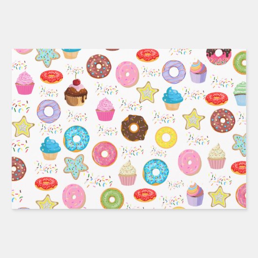 Donut en cupcakes inpakpapier vel (Voorkant 3)