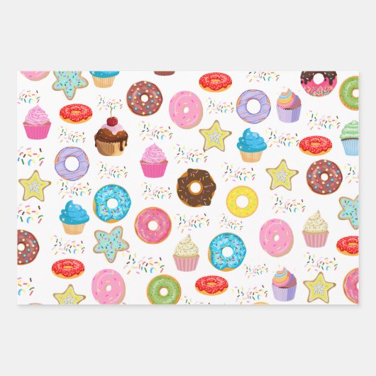 Donut en cupcakes inpakpapier vel (Voorkant)