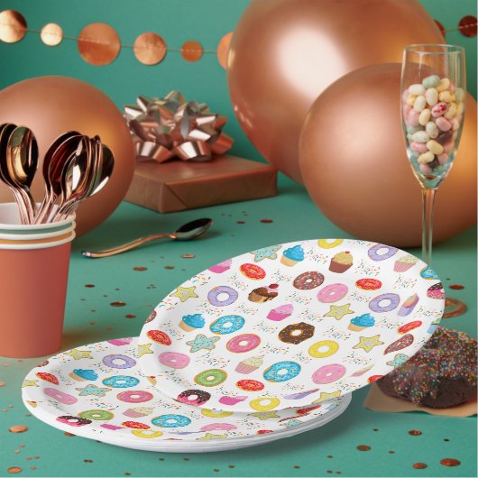 Donut en cupcakes papieren bordje (Multi)
