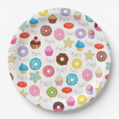 Donut en cupcakes papieren bordje (Voorkant)