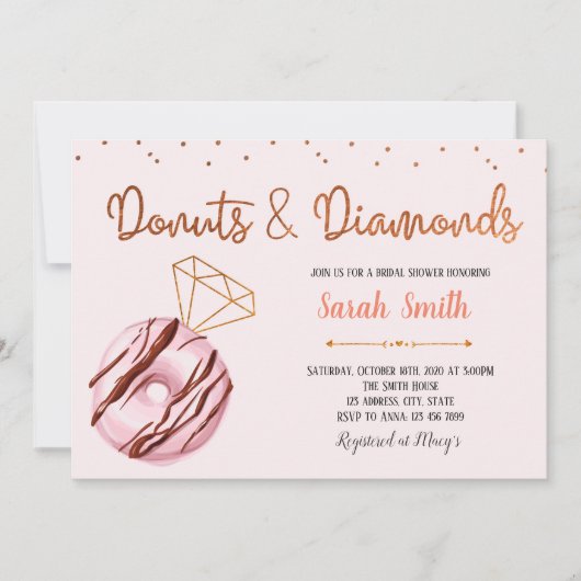 Donut- en diamanten feestuitnodiging kaart (Voorkant)
