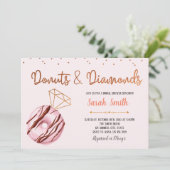 Donut- en diamanten feestuitnodiging kaart (Staand voorkant)