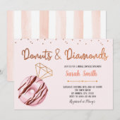 Donut- en diamanten feestuitnodiging kaart (Voorkant / Achterkant)