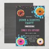 Donut- en dompel-verjaardagsfeest uitnodiging (Voorkant / Achterkant)