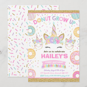 Donut En Eenhoorn Uitnodiging Donut Grow Up Feest