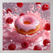 🍩 Donut- en frambozenvoedsel kunst voor keuken de