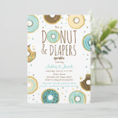 Donut en Luiers Spatjes uitnodigen Jongens Meisjes Kaart (Staand voorkant)