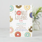 Donut en Luiers Spetter uitnodiging Coed feest (Staand voorkant)