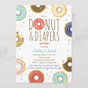 Donut en Luiers Spetter uitnodiging Coed feest