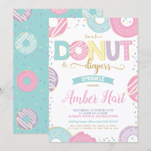 Donut en luiers Sprinkle Baby shower Girl Kaart
