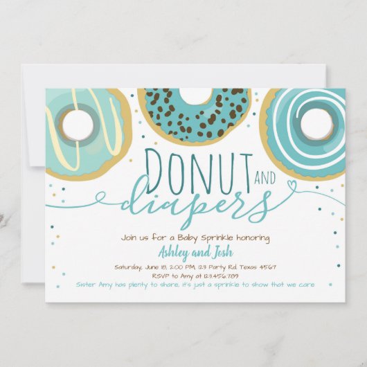 Donut en luiers Sprinkle Boy Coed Baby shower Kaart (Voorkant)