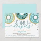 Donut en luiers Sprinkle Boy Coed Baby shower Kaart (Voorkant / Achterkant)