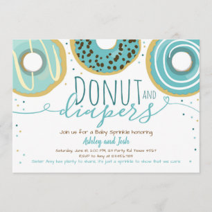 Donut en luiers Sprinkle Boy Coed Baby shower Kaart