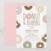 Donut en Luiers Sprinkle nodigen uit Meisje Code d Kaart (Voorkant / Achterkant)